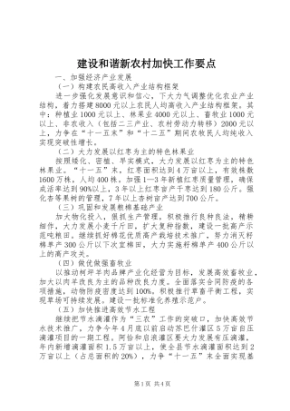 2024年建设和谐新农村加快工作要点