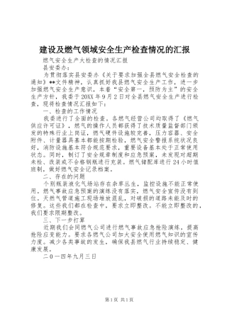 2024年建设及燃气领域安全生产检查情况的汇报