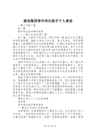 2024年建设集团青年岗位能手个人事迹