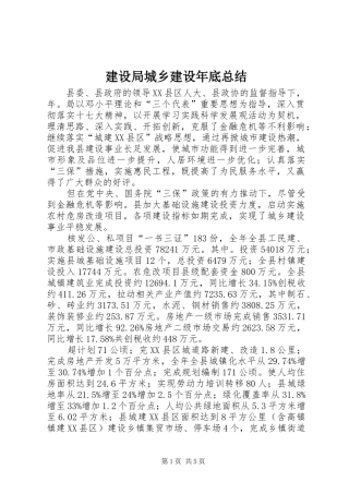 2024年建设局城乡建设年底总结