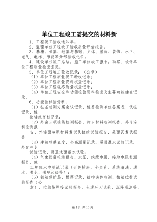 2024年单位工程竣工需提交的材料新