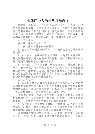 2024年焦化厂个人的年终总结范文