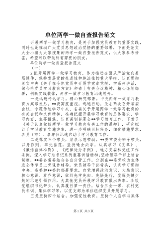 2024年单位两学一做自查报告范文