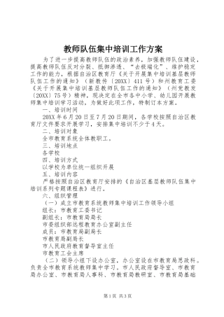 2024年教师队伍集中培训工作方案