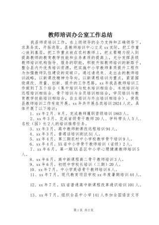 2024年教师培训办公室工作总结