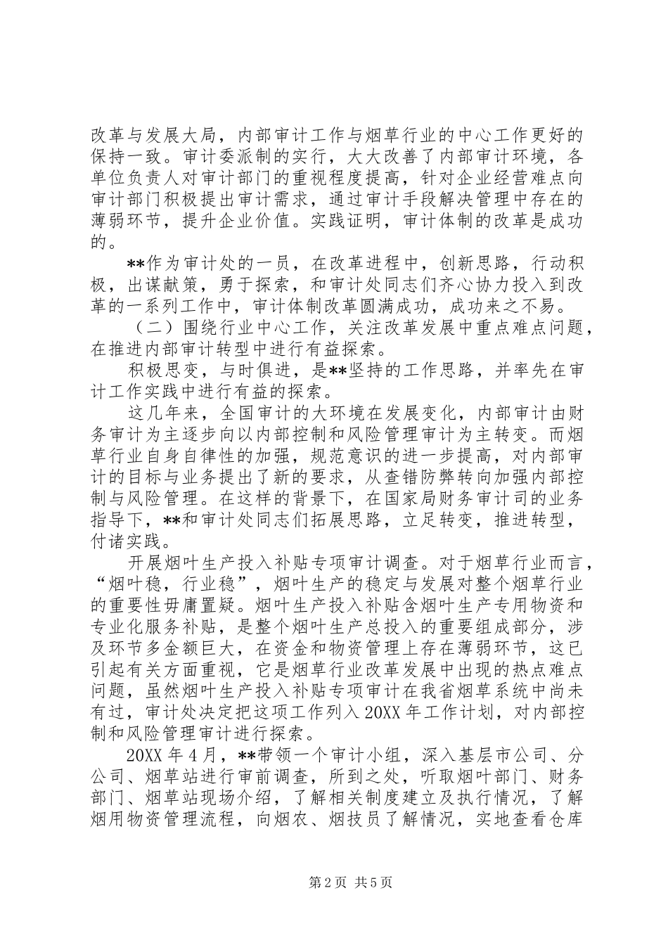 2024年单位内部审计工作先进个人事迹材料_第2页