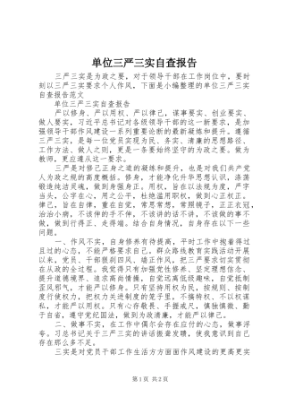 2024年单位三严三实自查报告