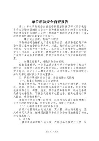 2024年单位消防安全自查报告