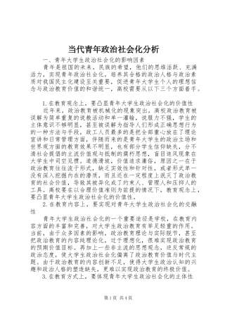 2024年当代青年政治社会化分析