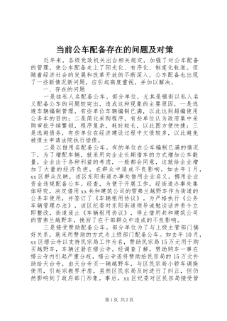 2024年当前公车配备存在的问题及对策