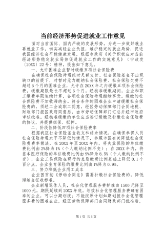 2024年当前经济形势促进就业工作意见