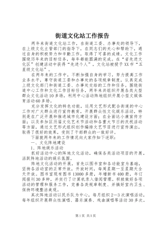 2024年街道文化站工作报告