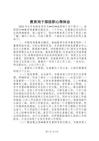 2024年教育局干部挂职心得体会