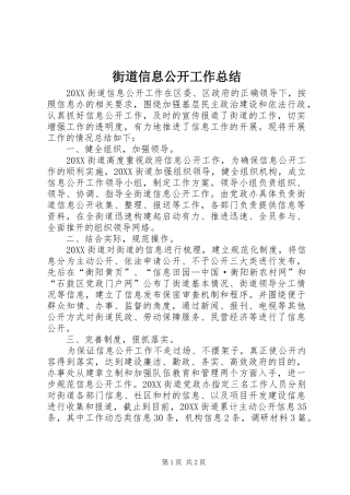 2024年街道信息公开工作总结