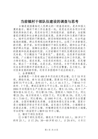 2024年当前镇村干部队伍建设的调查与思考