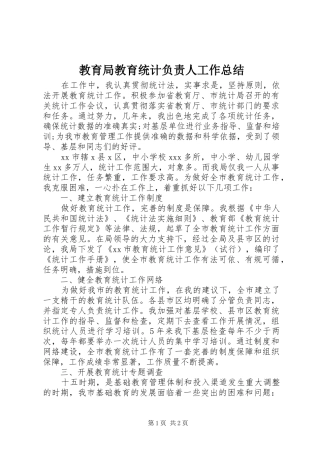 2024年教育局教育统计负责人工作总结