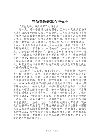 2024年当先锋做表率心得体会