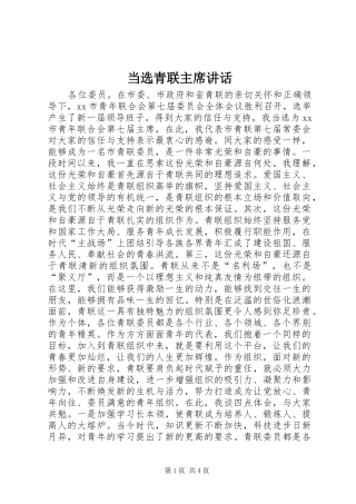 2024年当选青联主席致辞