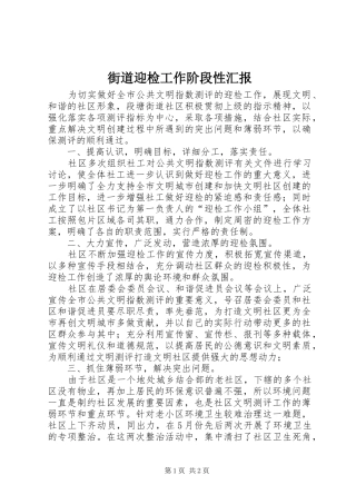 2024年街道迎检工作阶段性汇报