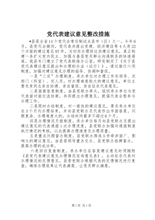 2024年党代表建议意见整改措施