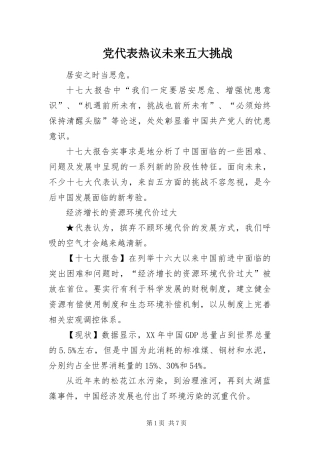 2024年党代表热议未来五大挑战