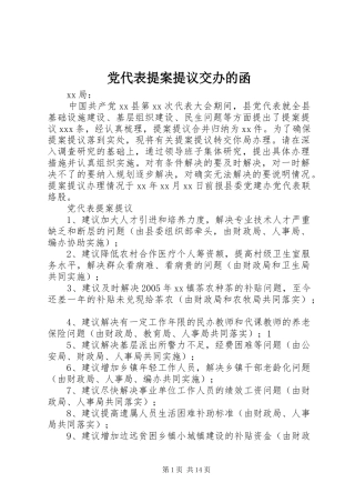 2024年党代表提案提议交办的函