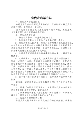 2024年党代表选举办法