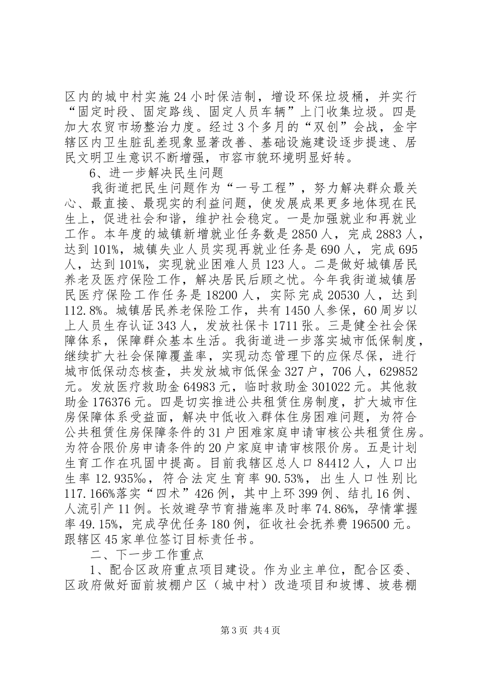2024年街道重点民生工作总结_第3页
