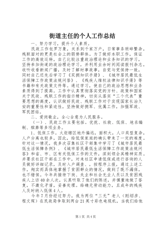 2024年街道主任的个人工作总结