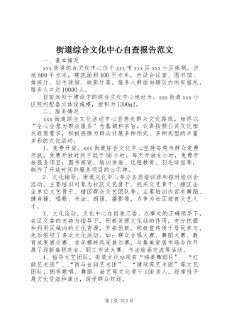 2024年街道综合文化中心自查报告范文