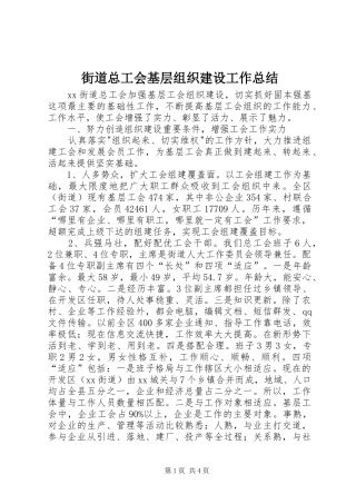 2024年街道总工会基层组织建设工作总结