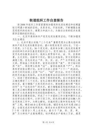 2024年街道组织工作自查报告