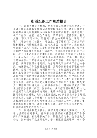 2024年街道组织工作总结报告