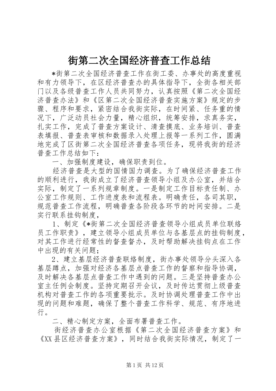 2024年街第二次全国经济普查工作总结_第1页