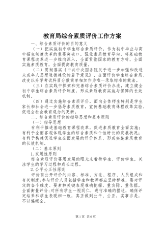 2024年教育局综合素质评价工作方案