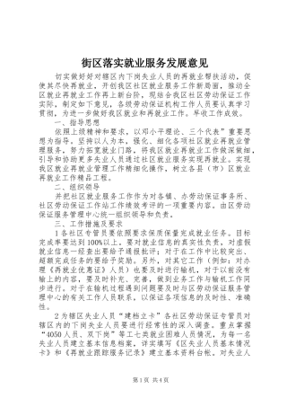 2024年街区落实就业服务发展意见
