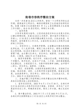 2024年街巷市容秩序整治方案