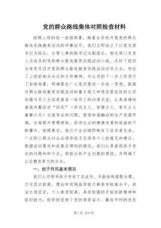 2024年党的群众路线集体对照检查材料