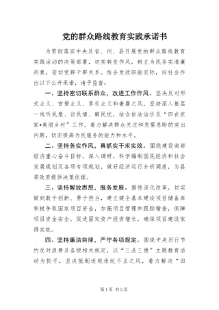2024年党的群众路线教育实践承诺书