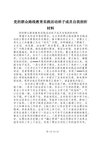 2024年党的群众路线教育实践活动班子成员自我剖析材料