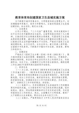 2024年教育体育局创建国家卫生县城实施方案