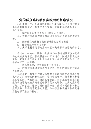 2024年党的群众路线教育实践活动督察情况