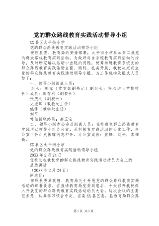 2024年党的群众路线教育实践活动督导小组