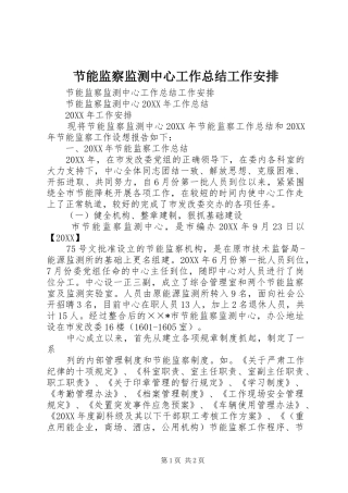 2024年节能监察监测中心工作总结工作安排