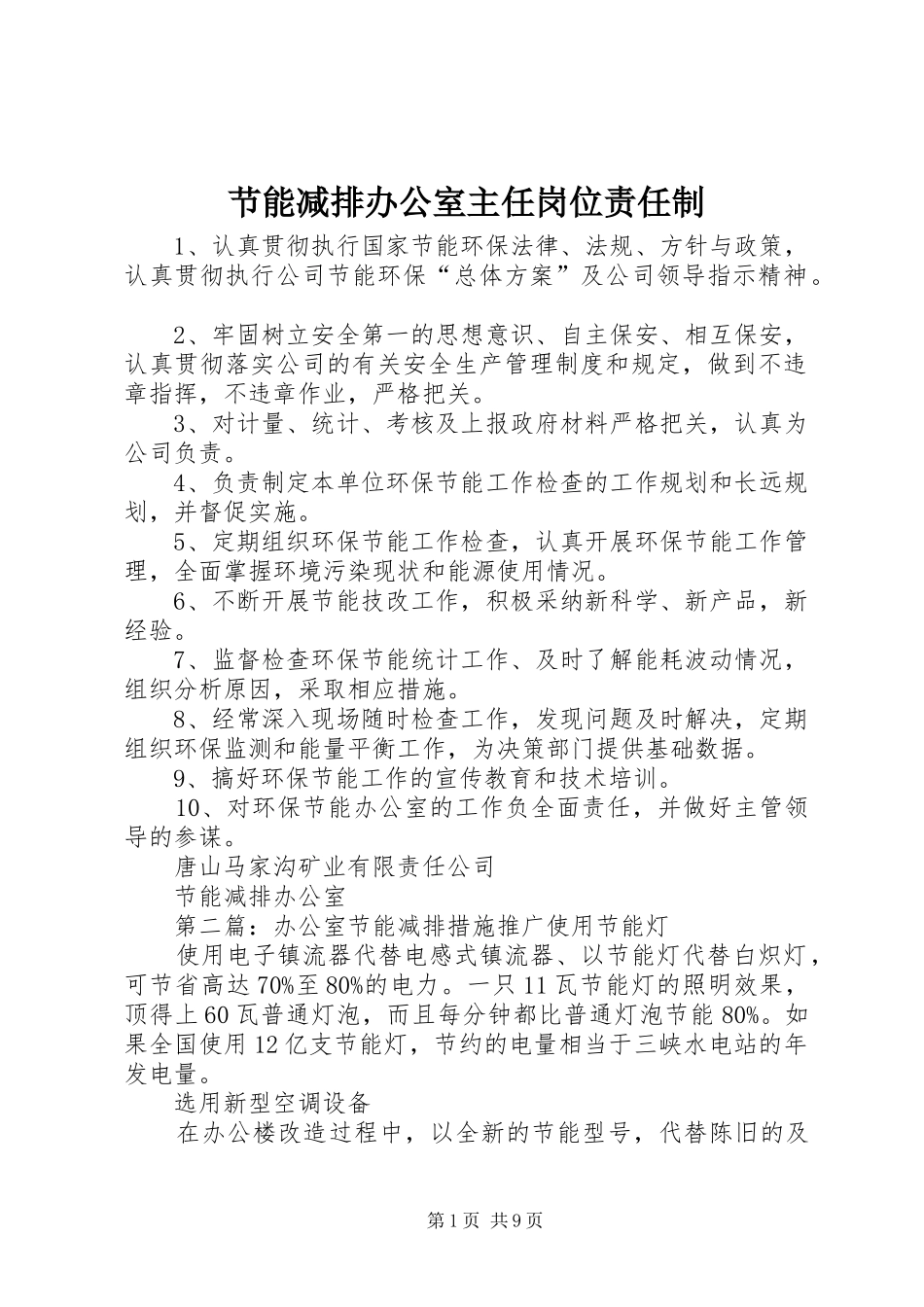 2024年节能减排办公室主任岗位责任制_第1页