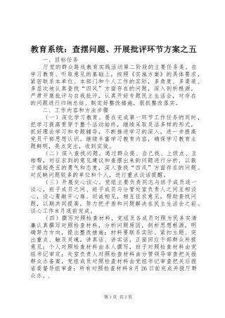 2024年教育系统查摆问题开展批评环节方案之五