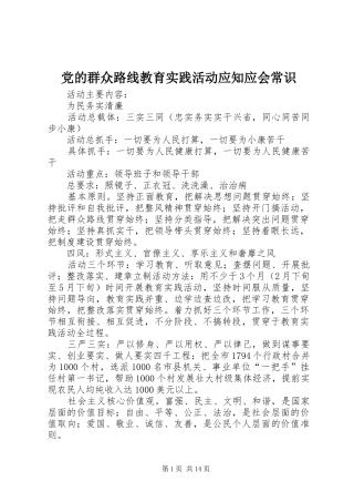 2024年党的群众路线教育实践活动应知应会常识