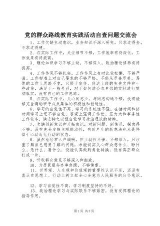2024年党的群众路线教育实践活动自查问题交流会