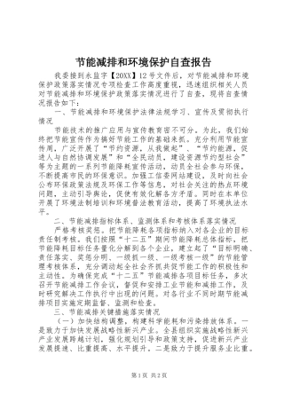 2024年节能减排和环境保护自查报告
