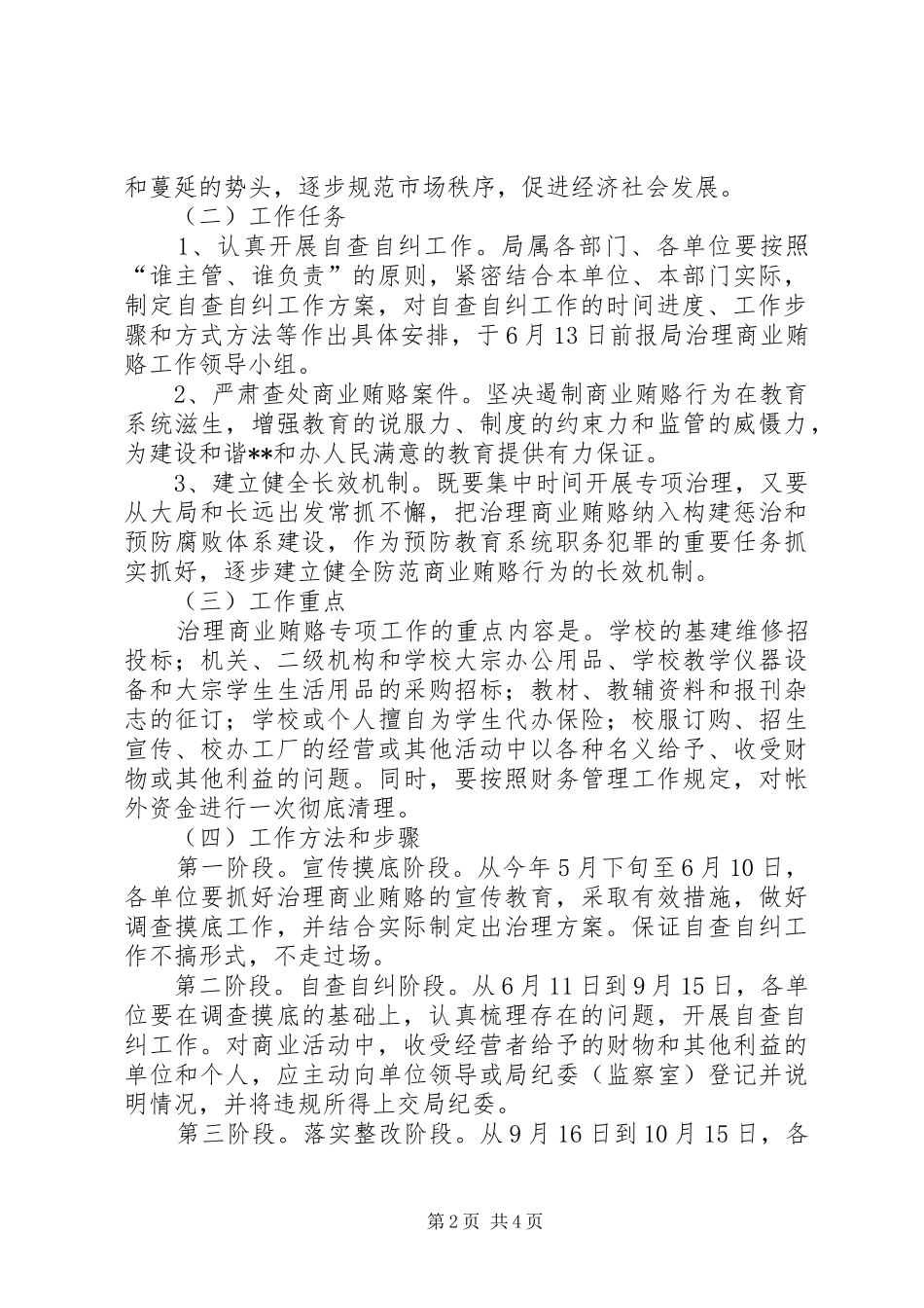 2024年教育系统关于开展治理商业贿赂专项工作的实施意见商业贿赂治理_第2页